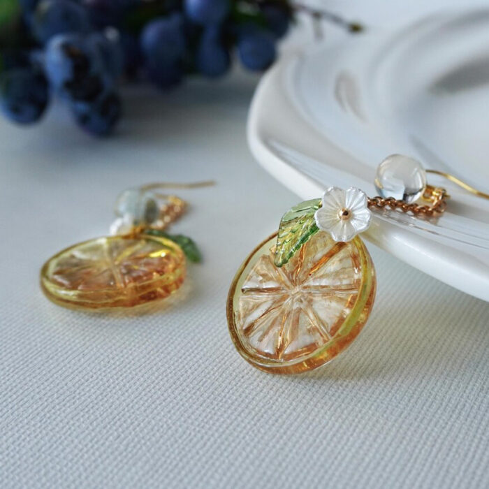 Handmade Resin Lemon Slice Earrings: Sterling Silver Hooks, Citrus Charm - Image 3