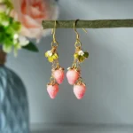 Handmade Resin Strawberry Drop Earrings – Cute Fruit Jewelry Gift for Her - Image 2