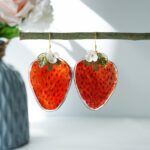 Handmade Resin Strawberry Slice Earrings: Sterling Silver Hooks - Image 5