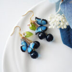 Handmade Resin Butterfly Earrings: Blueberry Charm, Nature Jewelry - Image 3