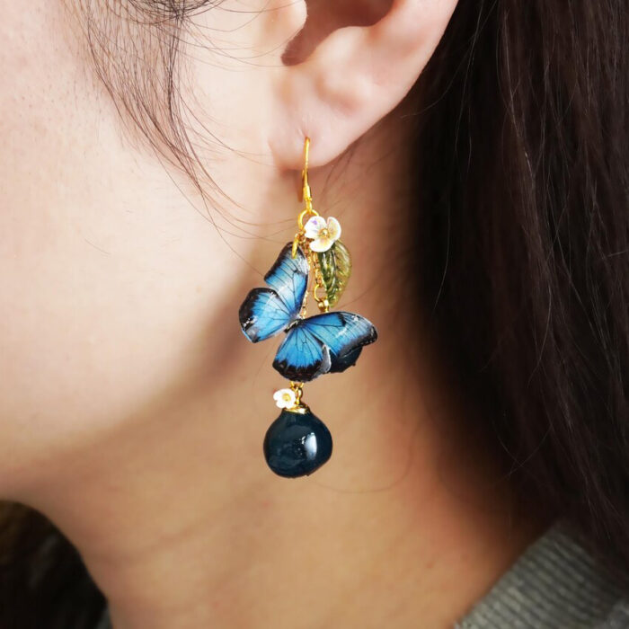 Handmade Resin Butterfly Earrings: Blueberry Charm, Nature Jewelry - Image 5