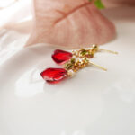 Handmade Czech Glass One Pomegranate Earrings: Sterling Silver Studs - Image 5