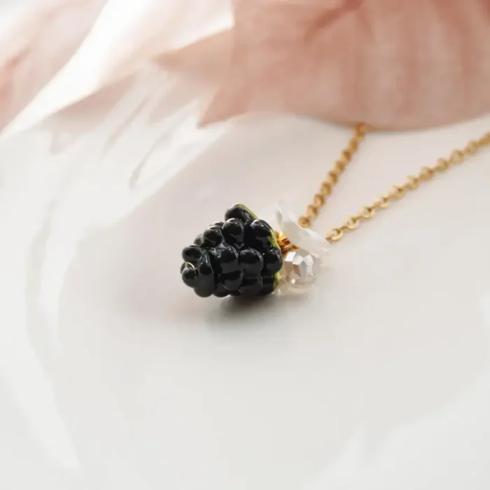 Handmade Resin Blackberry Necklace: Floral Jewelry Gift - Image 2