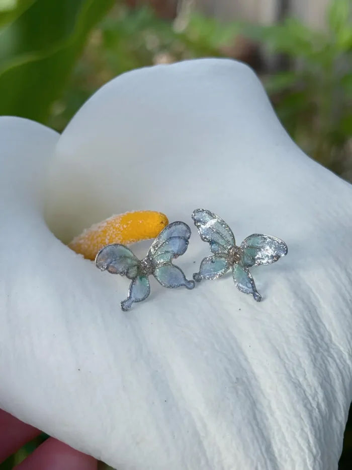 Handmade Resin Butterfly Stud Earrings - Image 2