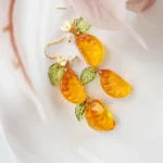 Handmade Resin Orange Slice Earrings: Sterling Silver Hooks - Image 3