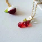 Handmade Resin Pomegranate Seed Necklace: Floral Nature Jewelry - Image 2