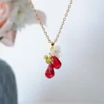 Handmade Resin Pomegranate Seed Necklace: Floral Nature Jewelry