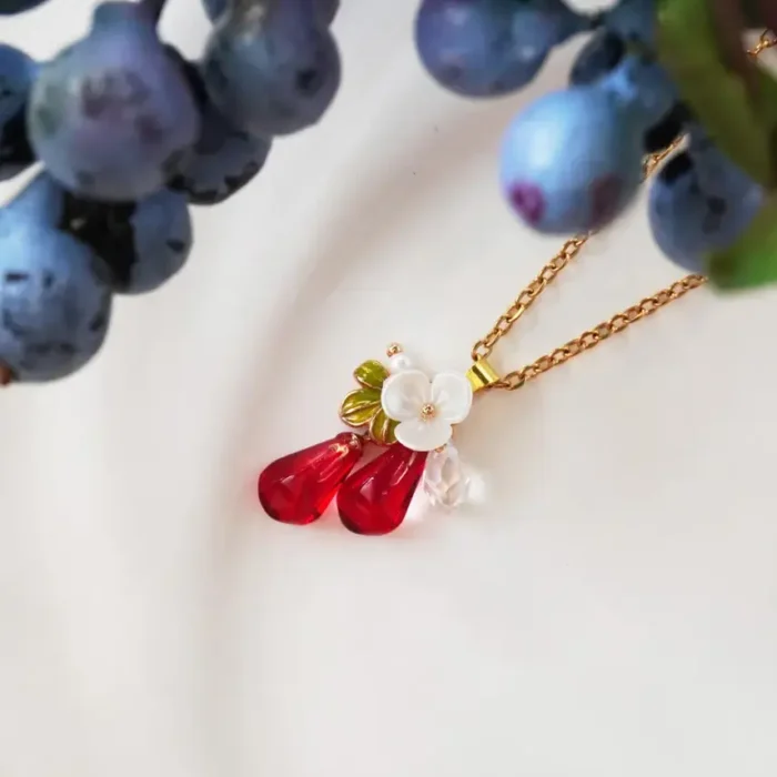 Handmade Resin Pomegranate Seed Necklace: Floral Nature Jewelry - Image 3