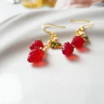 Handmade Resin Strawberry Drop Earrings – Cute Fruit Jewelry Gift for Her - Image 6