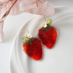 Handmade Resin Strawberry Slice Earrings: Sterling Silver Hooks - Image 4