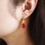 Handmade Czech Glass One Pomegranate Earrings: Sterling Silver Studs - Image 8