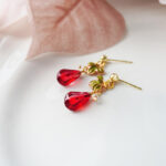 Handmade Czech Glass One Pomegranate Earrings: Sterling Silver Studs - Image 4