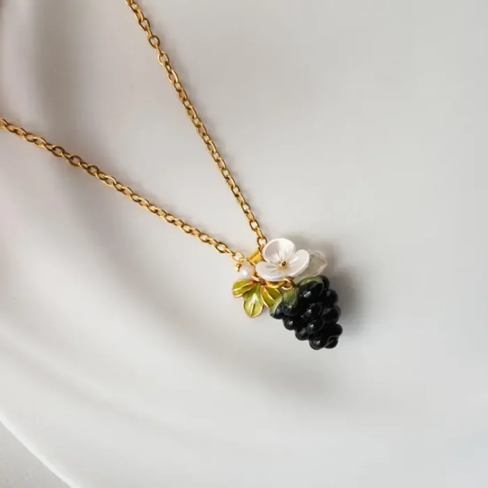 Handmade Resin Blackberry Necklace: Floral Jewelry Gift - Image 3
