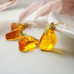 Handmade Resin Orange Slice Earrings: Sterling Silver Hooks - Image 4