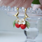 Handmade Strawberry Bird Earrings: Sterling Silver Studs - Image 5
