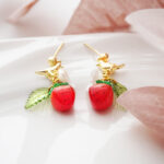 Handmade Strawberry Bird Earrings: Sterling Silver Studs - Image 3