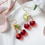 Handmade Resin Cherry Drop Earrings | Fruit | Summer | Red | Playful & Elegant | Lightweight Jewel | Gift For Her - Image 4