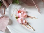 Handmade Resin Pink Jasmine Flower Earrings - Image 2