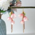 Handmade Resin Pink Jasmine Flower Earrings