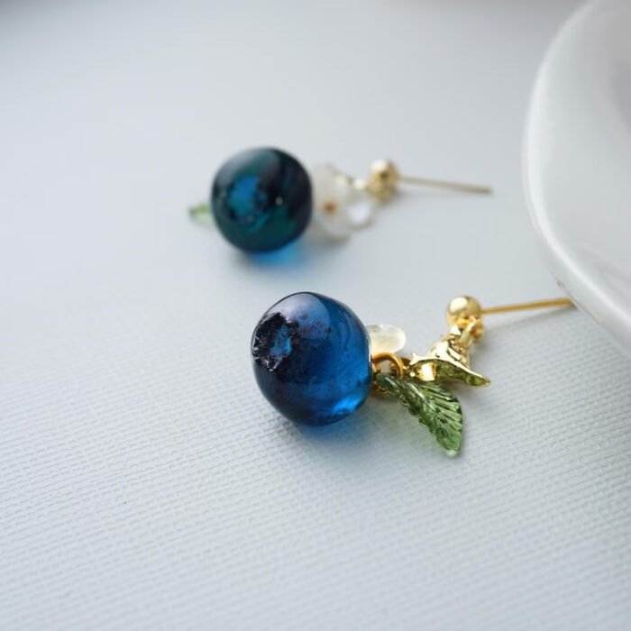 Handmade Resin Blueberry Bird Earrings: Nature Lover Gift - Image 5