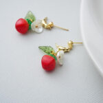 Handmade Strawberry Bird Earrings: Sterling Silver Studs - Image 4