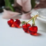 Handmade Resin Cherry Drop Earrings | Fruit | Summer | Red | Playful & Elegant | Lightweight Jewel | Gift For Her - Image 6