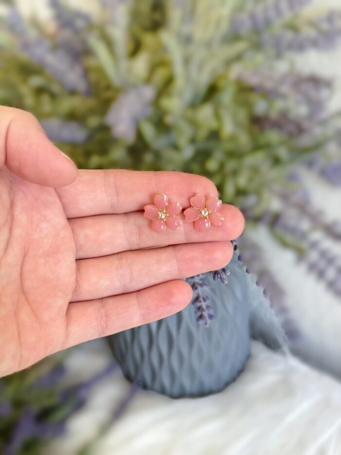 Handmade Resin Cherry Blossom Stud Earrings - Image 3