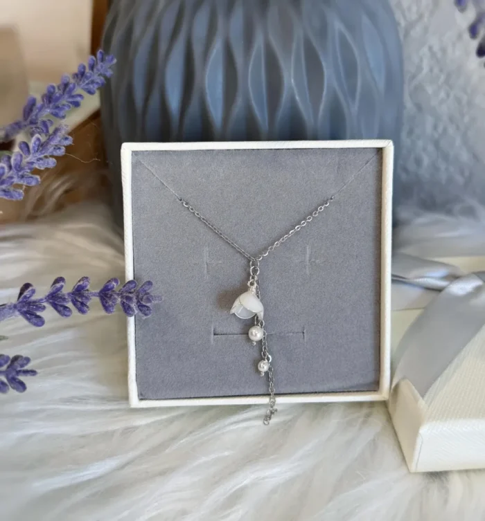 Handmade Lily of the Valley Resin Necklace – Single Flower - Image 6
