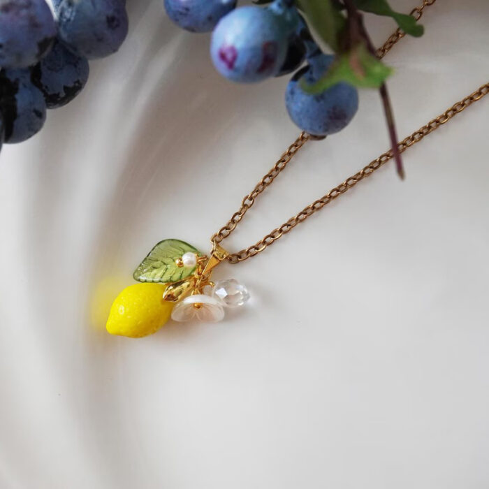 Handmade Czech Glass One Lemon Necklace - Image 4