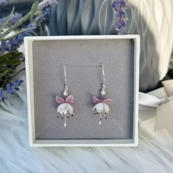 Handmade Fuchsia Flower Resin Earrings - Image 7