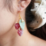 Handmade Fuzzy Resin Strawberry Drop Earrings, Sterling Silver Hooks - Image 3