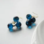 Handmade Resin Blueberry Drop Earrings with White Flower & Leaf | Cute Fruit Jewelry | Nature-Inspired Gift for Her - Image 4