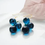 Handmade Resin Blueberry Drop Earrings with White Flower & Leaf | Cute Fruit Jewelry | Nature-Inspired Gift for Her - Image 5
