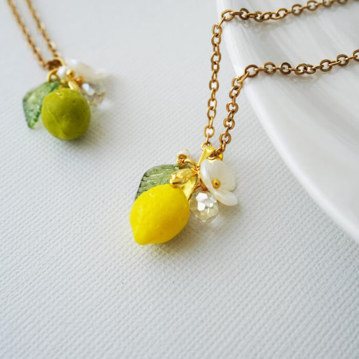 Handmade Czech Glass One Lemon Necklace - Image 5