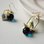 Resin Pearl Birdcage Bird & Berry Earrings: Sterling Silver Hook - Image 4