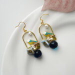 Resin Pearl Birdcage Bird & Berry Earrings: Sterling Silver Hook - Image 5