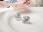 Handmade Dusty Blue Hydrangea Stud Earrings - Image 2