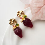 Baroque Strawberry Drop Earrings:Resin Vintage Fruit Jewelry - Image 5