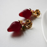 Baroque Strawberry Drop Earrings:Resin Vintage Fruit Jewelry - Image 6