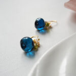 Handmade One Blueberry Drop Earrings | Resin & Czech Beads Fruit Jewelry - Image 2