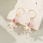 Handmade Fuchsia Flower Resin Earrings - Image 4