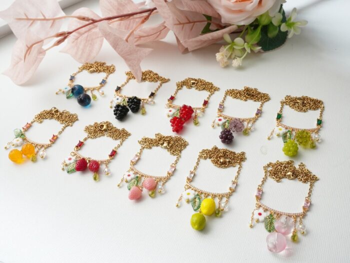 Handmade Czech Glass Raspberry Necklace: Cottagecore Fruit Charm Jewelry - Image 5