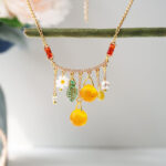 Handmade Czech Glass Orange Necklace