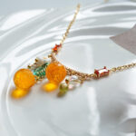 Handmade Czech Glass Orange Necklace - Image 2
