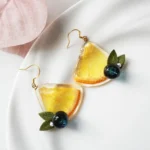 Handmade Resin Orange Slice Earrings: Sterling Silver Hooks - Image 2