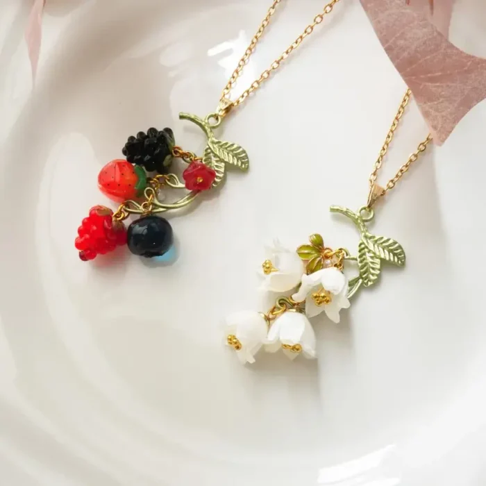 Handmade Resin Lily of the Valley Necklace: Nature-Inspired Floral Pendant - Image 4