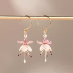 Handmade Fuchsia Flower Resin Earrings