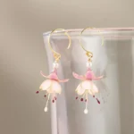 Handmade Fuchsia Flower Resin Earrings - Image 6