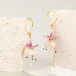 Handmade Fuchsia Flower Resin Earrings - Image 3