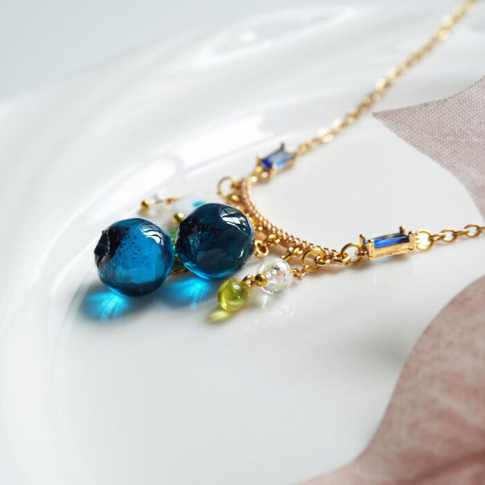 Handmade Resin Blueberry Necklace: Cottagecore Fruit Charm - Image 2